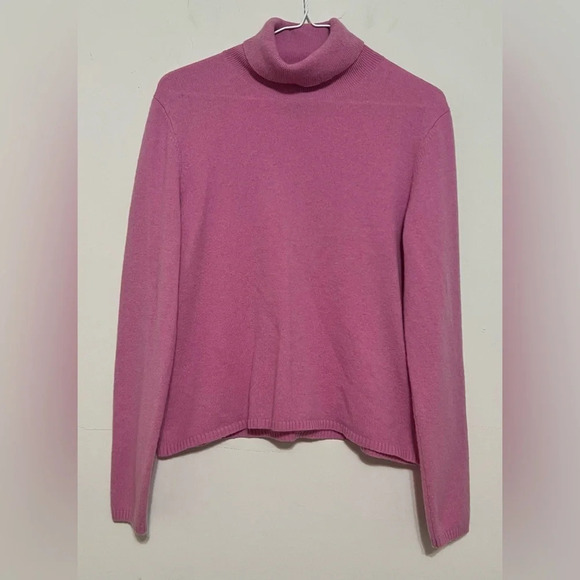 EVIE Cashmere Wool Blend Turtleneck Sweater Pink Large - Picture 1 of 15